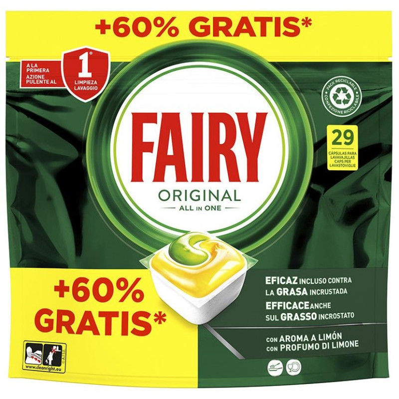 Fairy Todo En 1 Limon Lavavajillas 29 Cápsulas