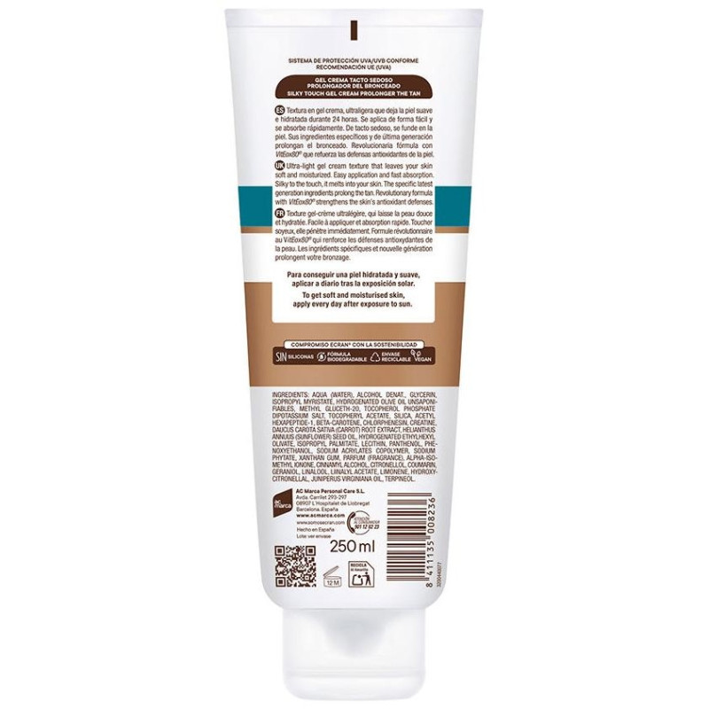 Ecran Aftersun Gel-Crema Prolongador Bronceado 250 Ml