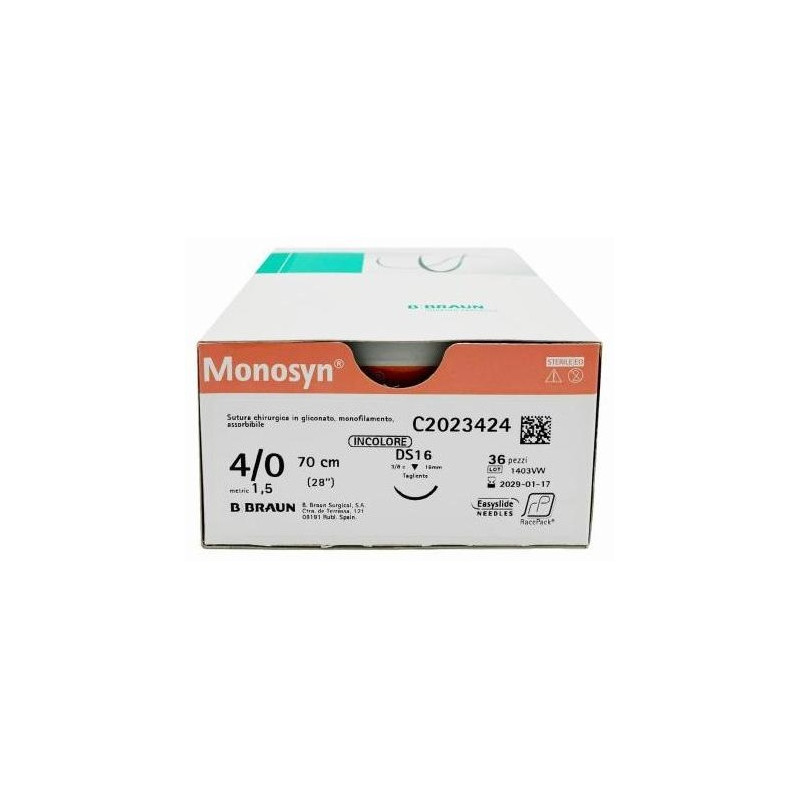 Monosyn Violet 4/0 Ds19 70Cm (Caja 12 Unid) Monosyn Violet 4/0 Ds19 70Cm (Caja 12 Unid)