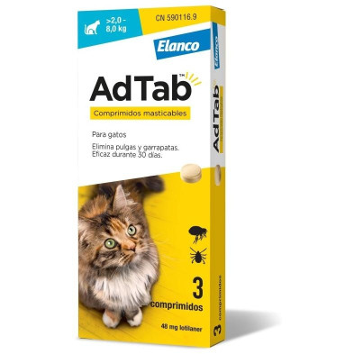 Adtab 48 Mg Comp Masticable Gato 2-8 Kg 3 Comp