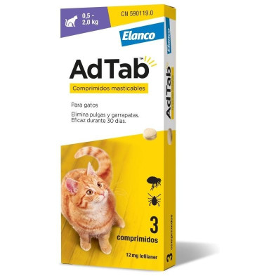Adtab 12 Mg Comp Masticable Gato 0 5-2 Kg 3 Comp