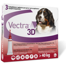 Vectra 3D Perro + 40 Kg - 3 Pipetas Rojo