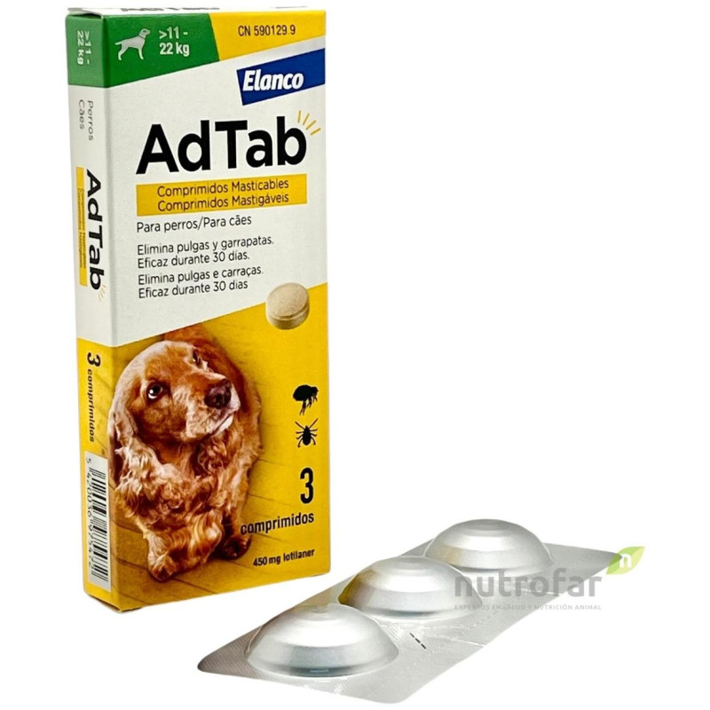 Adtab 450 Mg Comp Masticable Perro 11-22 Kg 3 Comp Adtab 450 Mg Comp Masticable Perro 11-22 Kg 3 Comp