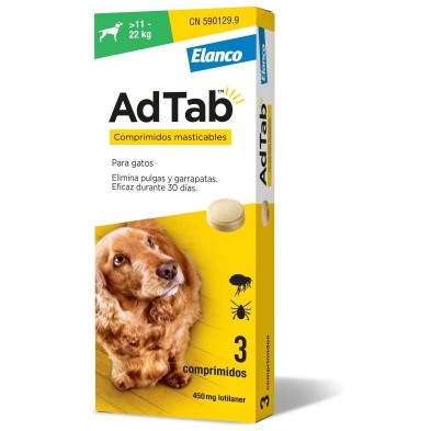 Adtab 450 Mg Comp Masticable Perro 11-22 Kg 3 Comp