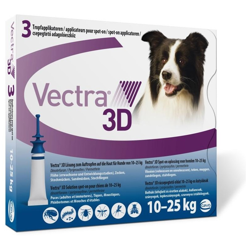 Vectra 3D Perro 10-25 Kg - 3 Pipetas Azul