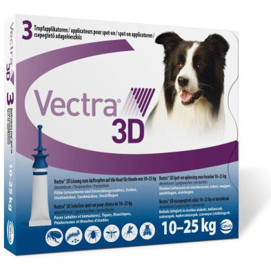 Vectra 3D Perro 10-25 Kg - 3 Pipetas Azul
