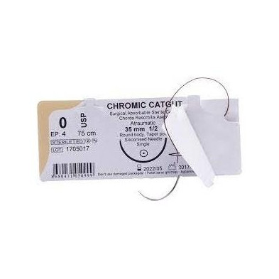 Catgut Chromic Smi Esteril Absorbible 75 Cm Aguja Usp 2 (12 Uds) Catgut Chromic Smi Esteril Absorbible 75 Cm Aguja Usp 2 (12 Uds)