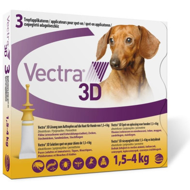 Vectra 3D Perro 1,5-4 Kg - 3 Pipetas Amarillo