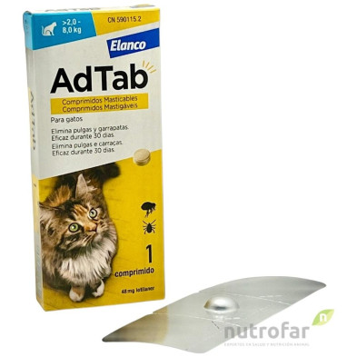 Adtab 48 Mg Comp. Masticable Gato 2-8 Kg 1 Comp