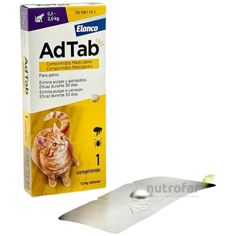 Adtab 12 Mg Comp. Masticable Gato 0,5-2 Kg 1 Comp