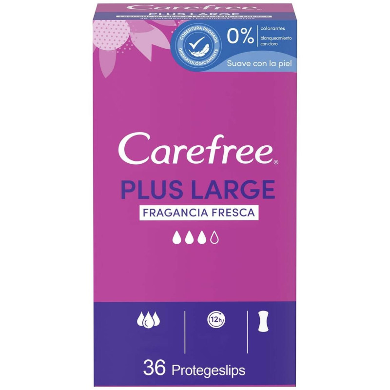 Carefree Plus Large Fragancia Fresca 36Uds Carefree Plus Large Fragancia Fresca 36Uds