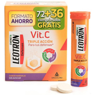 Vitamina C Triple Acción Comprimidos Efervescentes 72 + 36 De Regalo Naranja 54 U