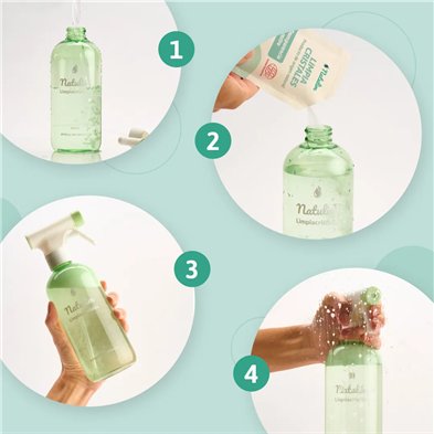 Limpiacristales Polvo + Botella Spay 2 Sob- Natulim