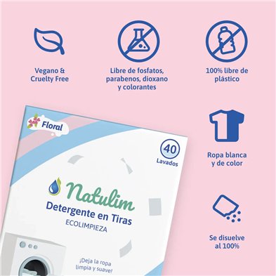 Detergente En Tiras Floral Caja 40 Lavados - Natulim