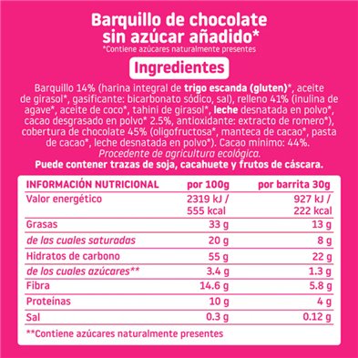 Barrita Rellena Recubierta Cacao Eco 40G - Smileat