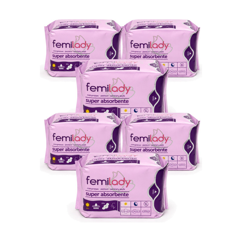 Pack 6 x Femilady Compresas Día 10ud - Silvestre