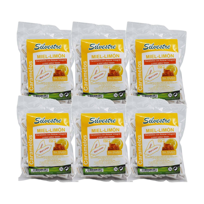 Pack 6 x Caramelos Integrales Miel y Limón 150g - Silvestre