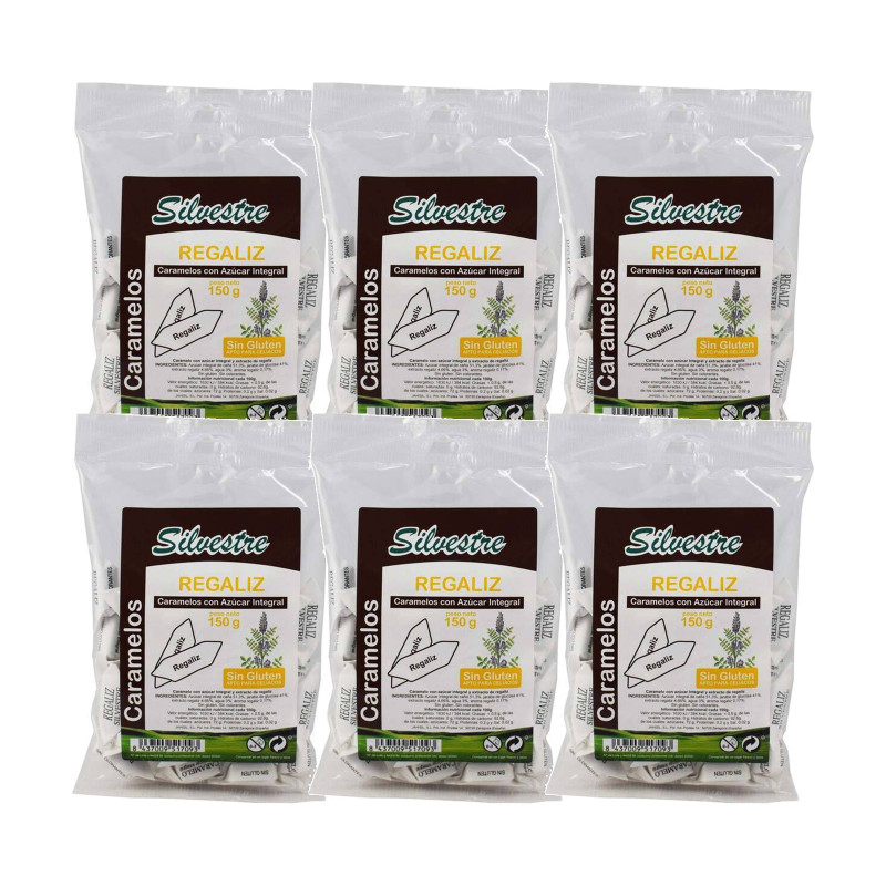 Pack 6 x Caramelos Integrales Regaliz 150g - Silvestre