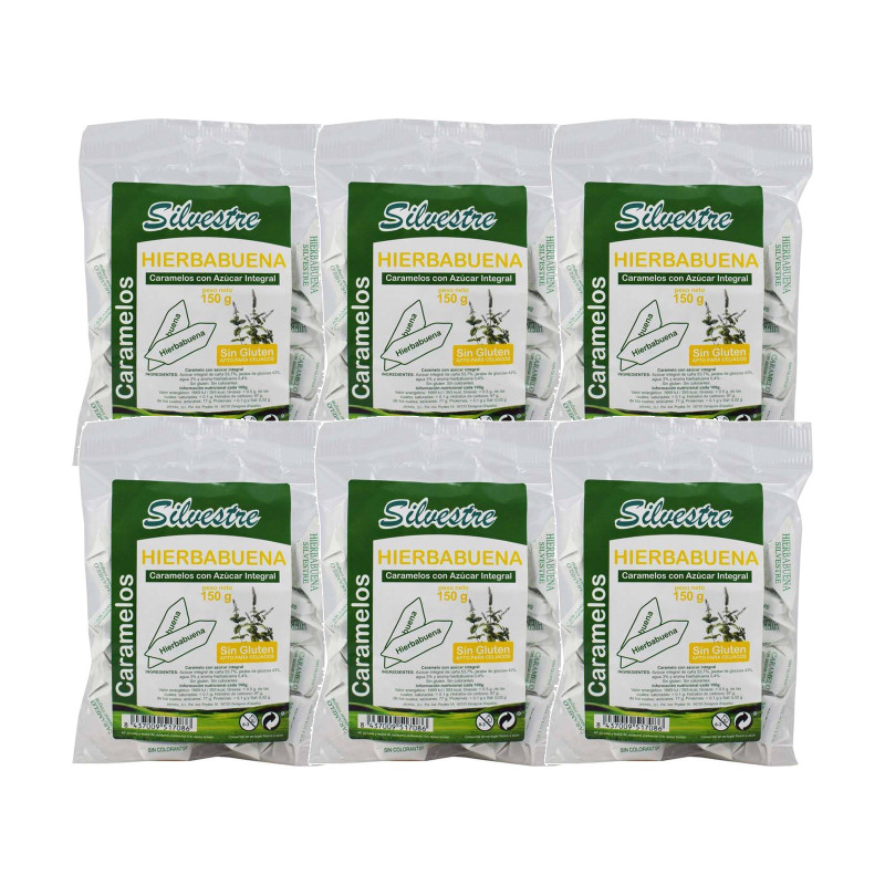 Pack 6 x Caramelos Integrales Hierbabuena 150g - Silvestre