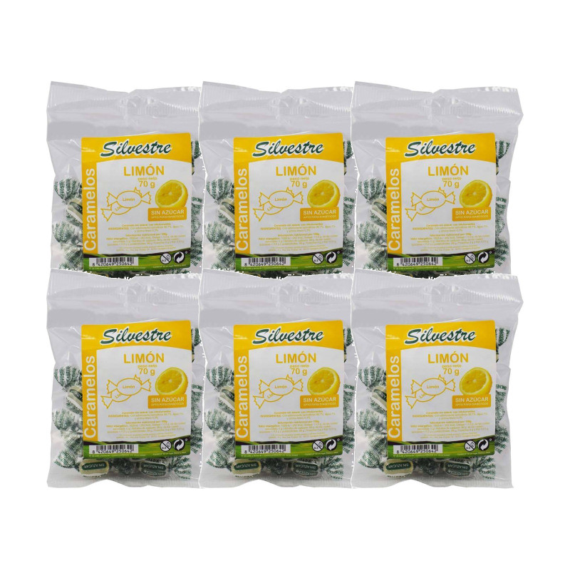 Pack 6 x Caramelos sin Azúcar Limón 70g - Silvestre