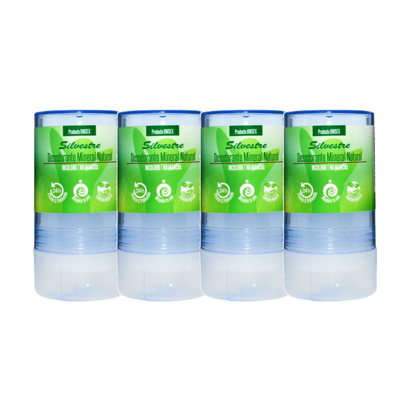 Pack 4 x Desodorante Mineral Piedra de Alumbre 90g - Silvestre