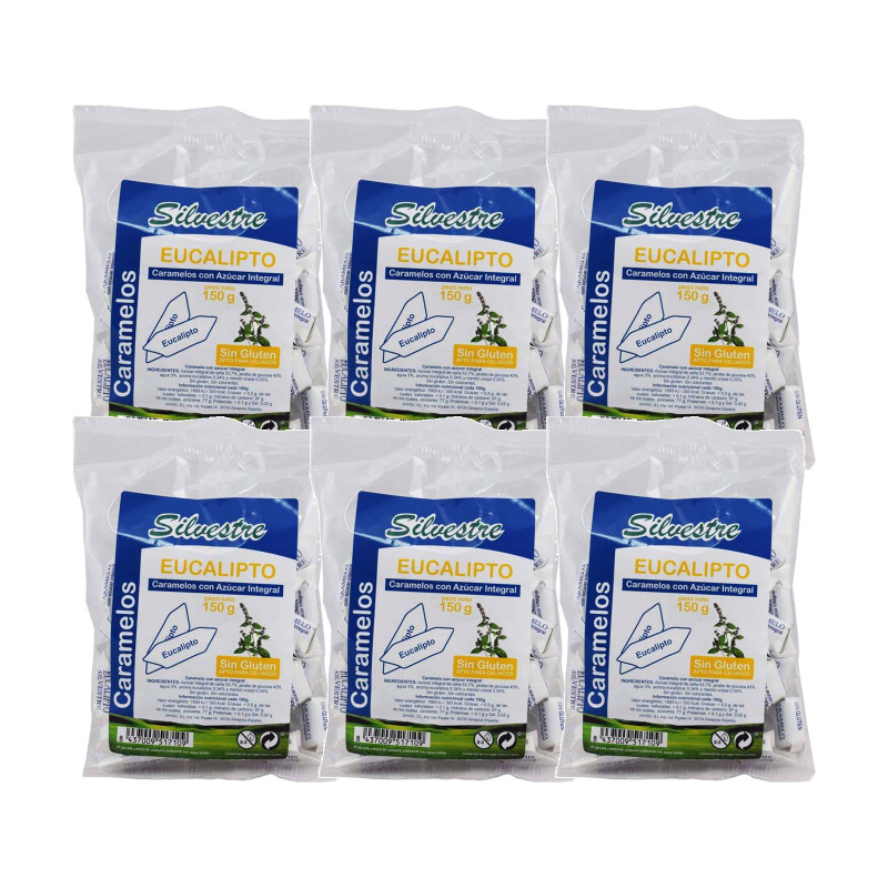 Silvestre Caramelos Integrales de Eucalipto 150 g - Pack de 6 bolsas (900 g)