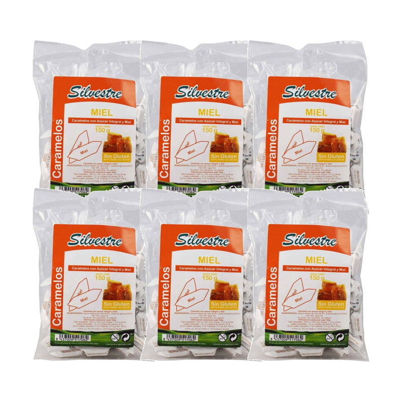 Silvestre Caramelos Integrales de Miel 150 g - Pack de 6 bolsas (900 g)
