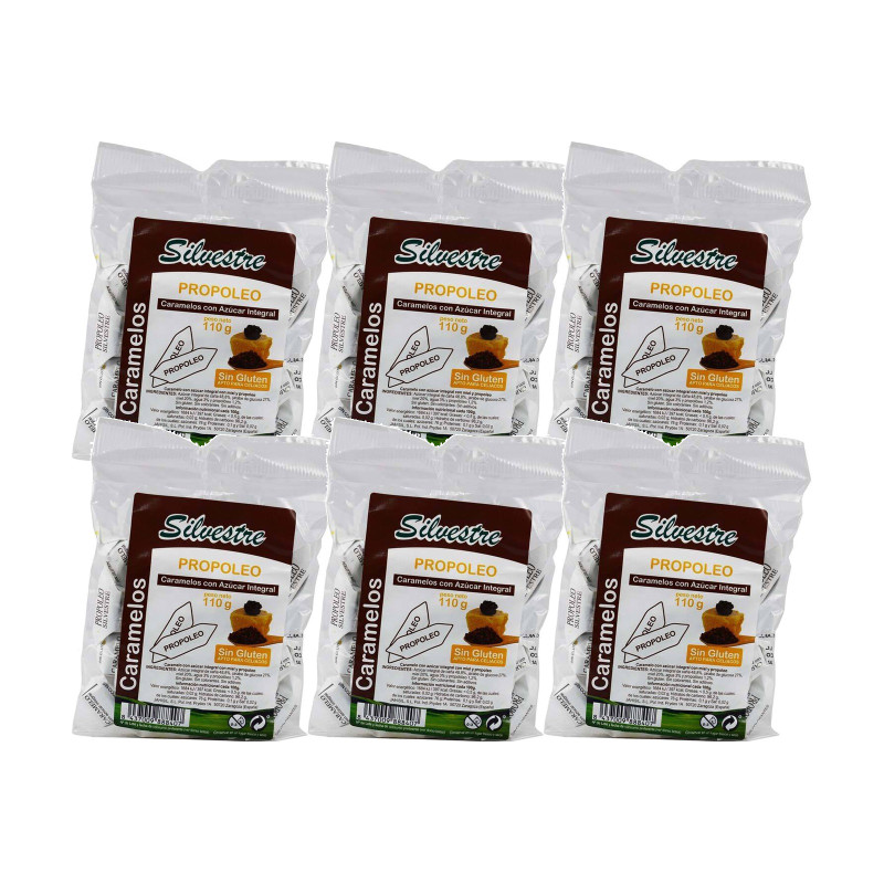 Silvestre Caramelos Integrales de Propóleo con Miel 110 g - Pack de 6 bolsas (660 g)