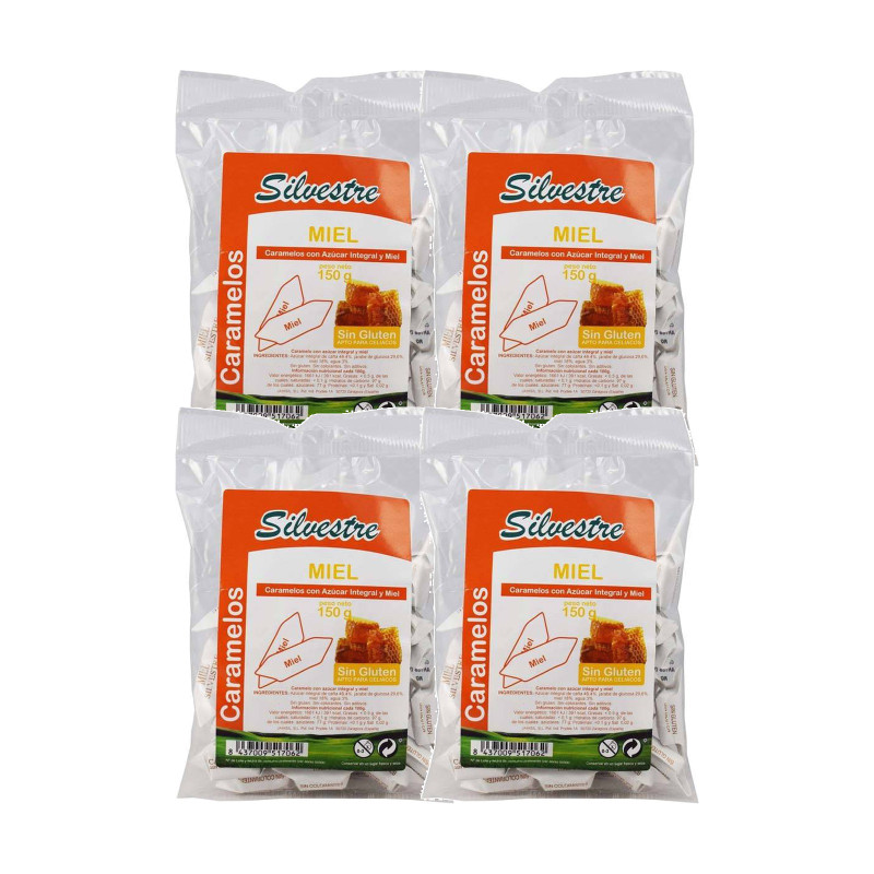 Silvestre Caramelos Integrales de Miel 150 g - Pack de 4 bolsas (600 g)