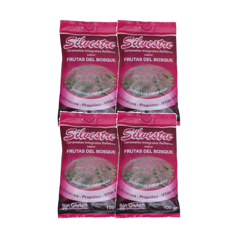 Silvestre Caramelos Integrales Rellenos de Frutas del Bosque 100 g - Pack de 4 bolsas (400 g)