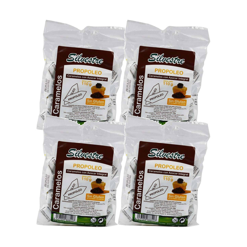 Silvestre Caramelos Integrales de Propóleo con Miel 110 g - Pack de 4 bolsas (440 g)