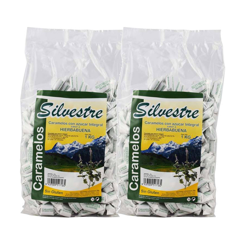 Silvestre Caramelos Integrales de Hierbabuena 1 kg - Pack de 2 bolsas (2 kg)