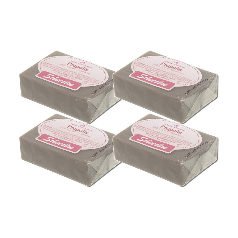 Silvestre Jabón Natural de Propóleo en pastilla 100 g - Pack de 4 pastillas (400 g)