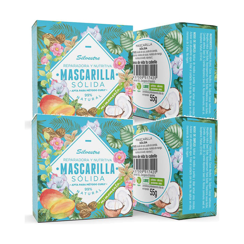 Silvestre Mascarilla Capilar Sólida 55 g - Pack de 2 pastillas (110 g)