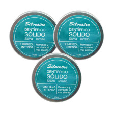 Silvestre Dentífrico Sólido de Salvia y Tomillo en lata 15 ml - Pack de 3 latas (45 ml)