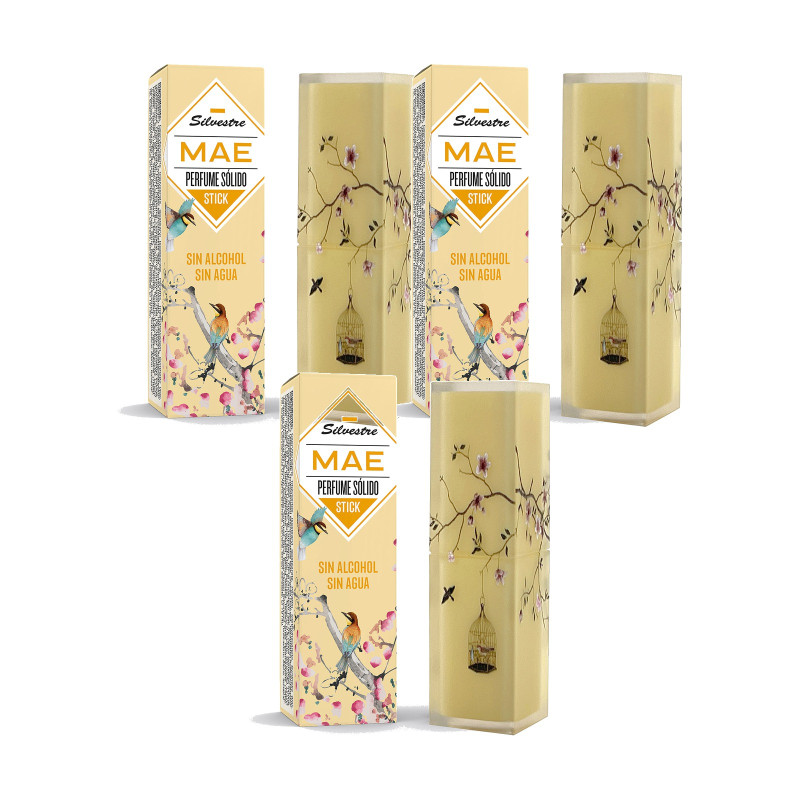 Silvestre Perfume Sólido en Stick Mae, fragancia floral 4 g - Pack de 3 sticks (12 g)