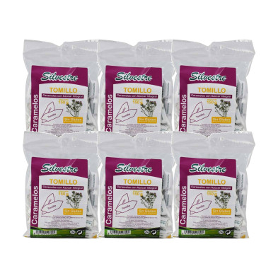 Silvestre Caramelos Integrales de Tomillo 150 g - Pack de 6 bolsas (900 g)