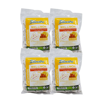 Silvestre Caramelos Integrales de Miel y Limón con 18 % de miel 150 g - Pack de 4 bolsas (600 g)