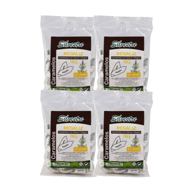 Silvestre Caramelos Integrales de Regaliz con extracto de regaliz 150 g - Pack de 4 bolsas (600 g)