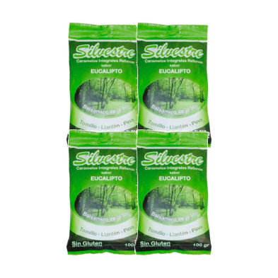 Silvestre Caramelos Integrales Rellenos de Eucalipto con miel 100 g - Pack de 4 bolsas (400 g)