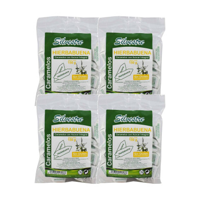 Silvestre Caramelos Integrales de Hierbabuena 150 g - Pack de 4 bolsas (600 g)