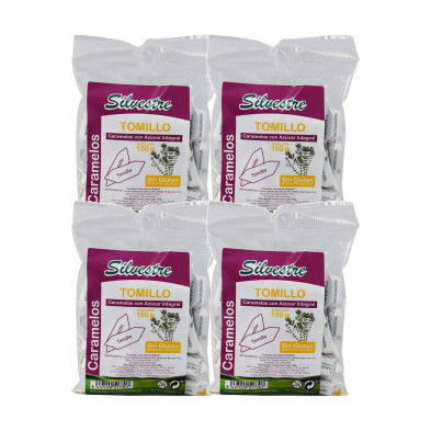 Silvestre Caramelos Integrales de Tomillo 150 g - Pack de 4 bolsas (600 g)