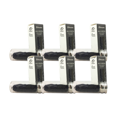 Silvestre Hilo Dental con Carbón de Bambú, envase de vidrio reutilizable 30 m - Pack de 6 envases (180 m)