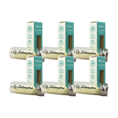 Silvestre Hilo Dental de Fibra de Maíz, envase de vidrio reutilizable 30 m - Pack de 6 envases (180 m)