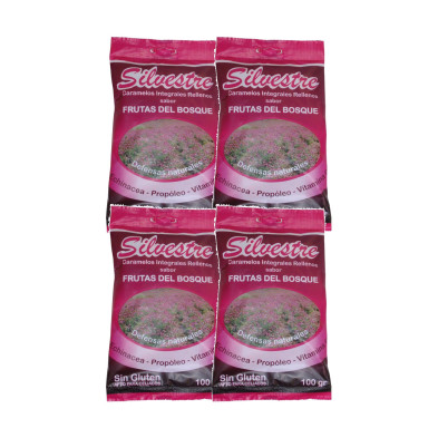 Silvestre Caramelos Integrales Rellenos de Frutas del Bosque 100 g - Pack de 4 bolsas (400 g)