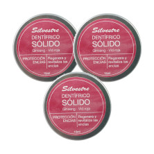 Silvestre Dentífrico Sólido de Vid y Ginseng en lata 15 ml - Pack de 3 latas (45 ml)