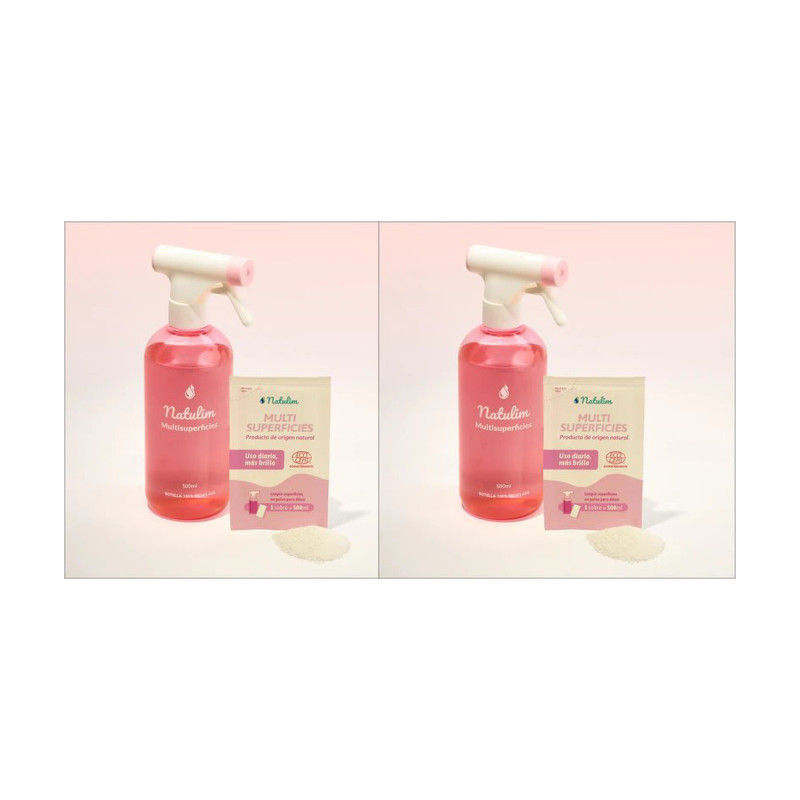 Natulim Multisuperficie Polvo + Botella Spray 2 Sobres - Pack de 2 unidades