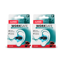 Alpine WorkSafe, tapones para los oídos para el trabajo 1 par - Pack de 2 estuches