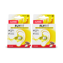 Alpine FlyFit, tapones para los oídos para viajar en avión 1 par - Pack de 2 estuches
