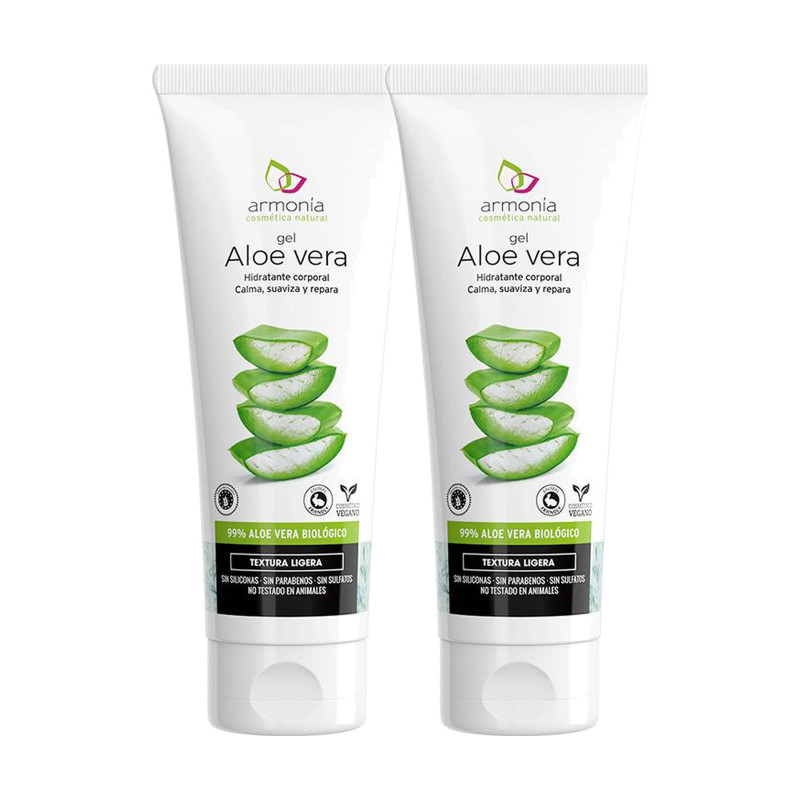 Armonía Gel de Aloe Vera Bio 99,9 % 200 ml - Pack de 2 botes (400 ml en total)
